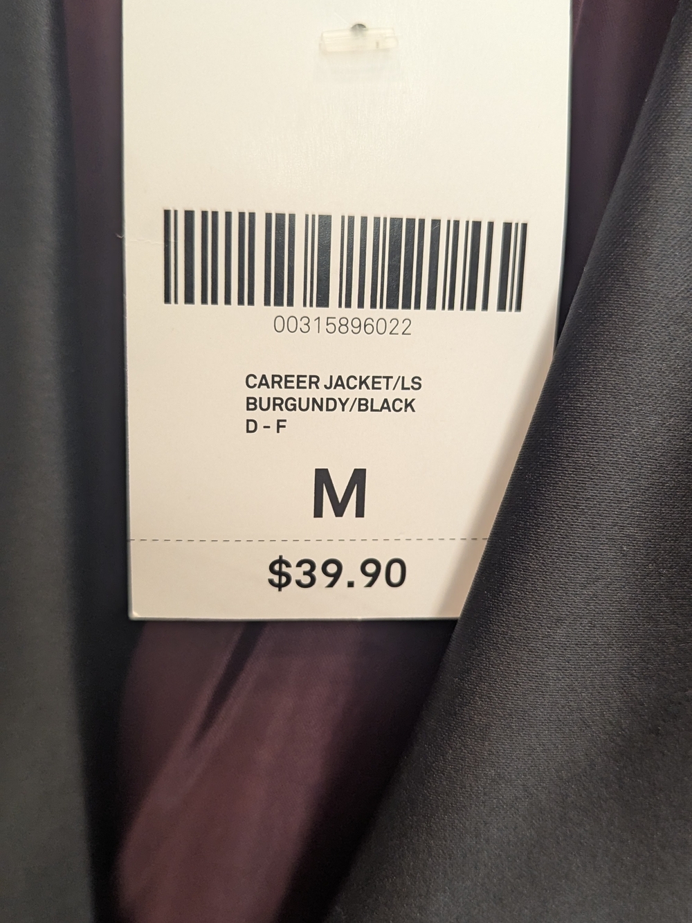 Forever 21 Burgundy Blazer with Black Satin Lapel. Size M. NWT. - Picture 9 of 10